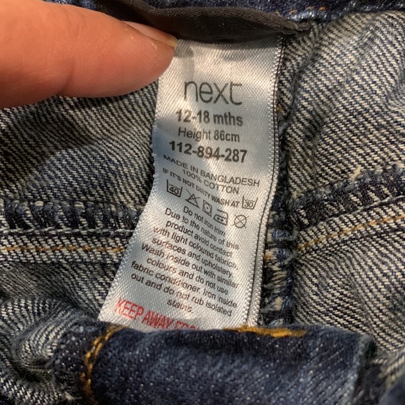 Next 82 Flannel Short-Sleeve Blue Button Shirt & DarkBlue Skinny Jeans in 12-18M - Picture 9 of 11